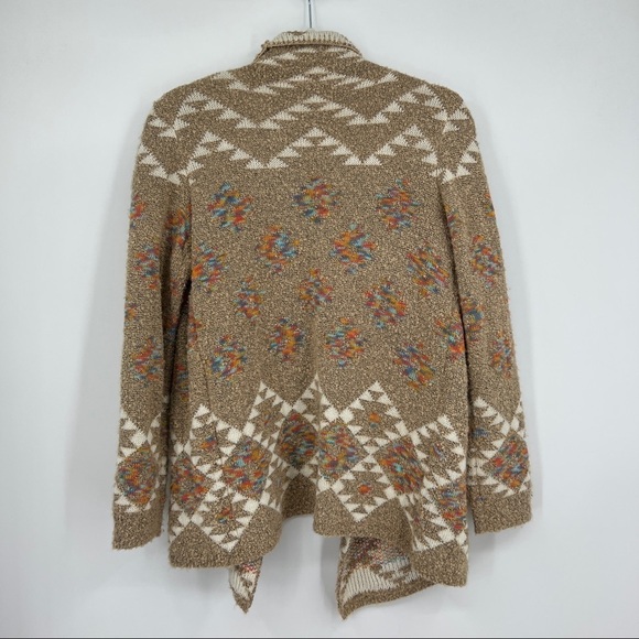 Love On a Hanger Multicolor Western Striped Open Front Beige Knit Sweater - Picture 7 of 11